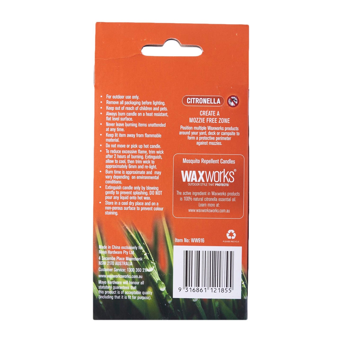 Waxworks Citronella Mozzie Repellent 12 Tea Lights - Candles