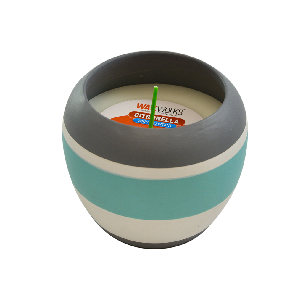 Waxworks Citronella Wind Resistant - Striped Contempo Pot