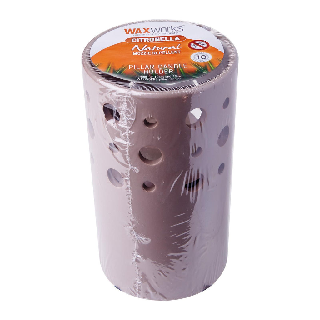 WaxWorks Pillar Candle Holder - Brown Candles