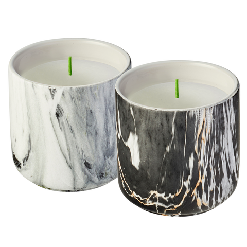 MARBLED POTS CITRONELLA CANDLE WITH WIND RESISTANT WICK, Waxworks