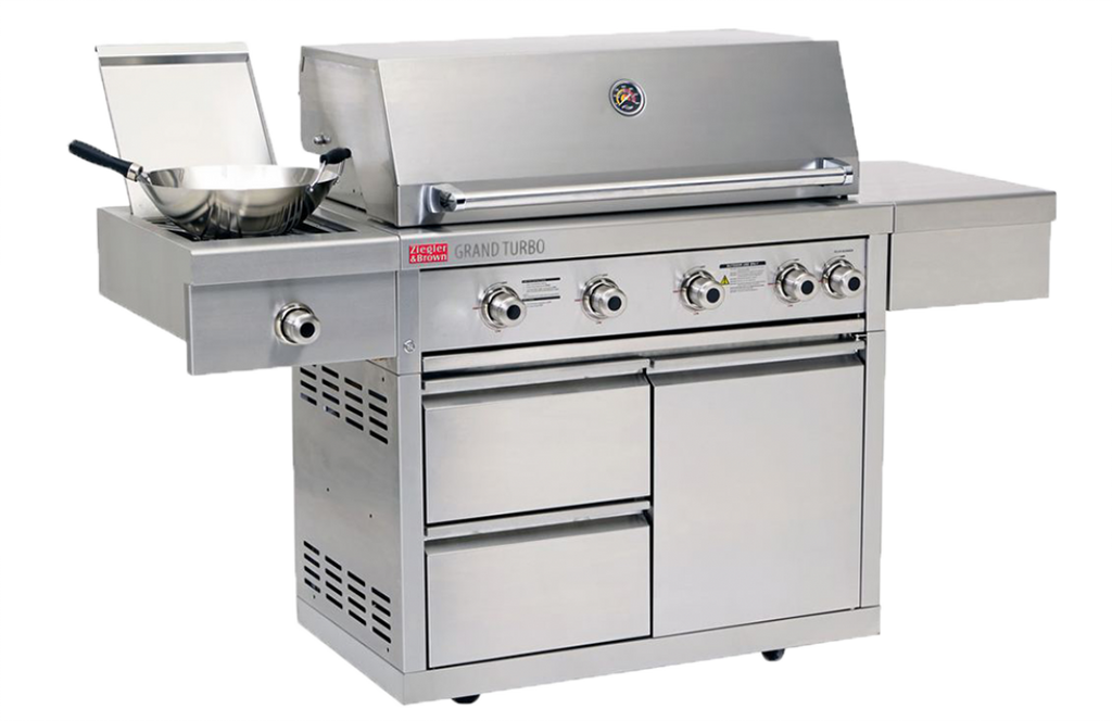 Ziegler & Brown Grand Turbo 4 Burner on Cart with Side Burner & Drawer L2-SERIES